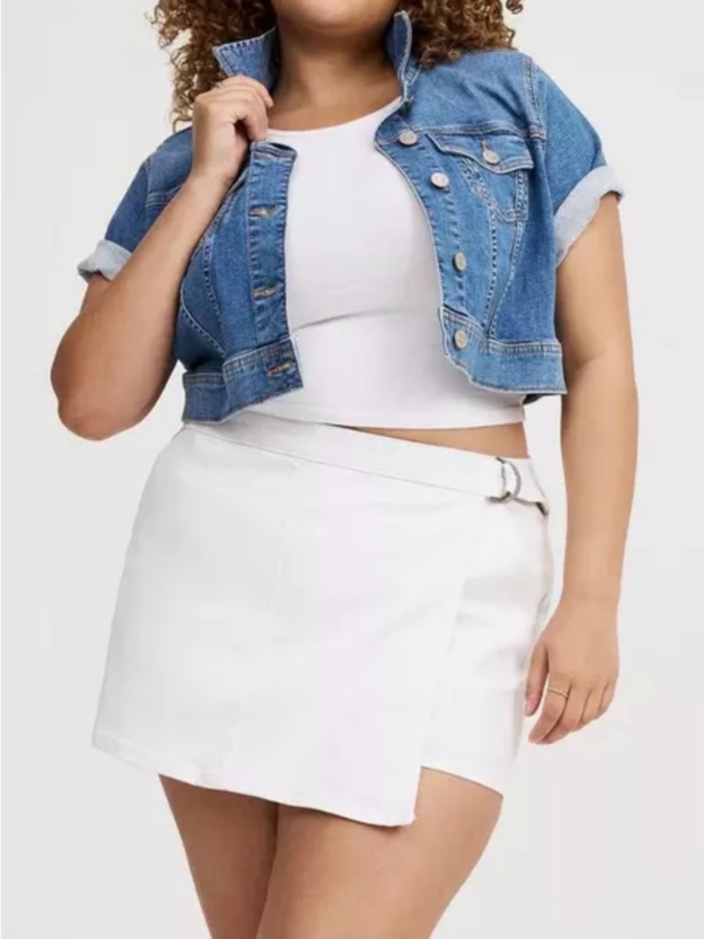 Plus Size White Denim Skort
